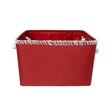 St. Nicholas Square Red Stitch Canvas Tote Storage Basket