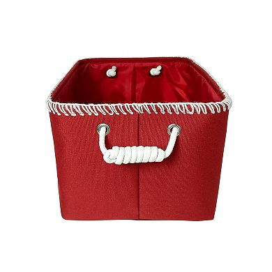 St. Nicholas Square Red Stitch Canvas Tote Storage Basket