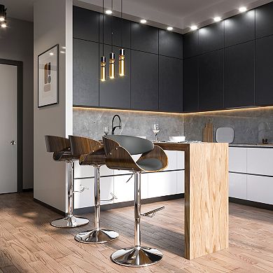 Simpli Home Amery Adjustable Modern Swivel Bar Stool