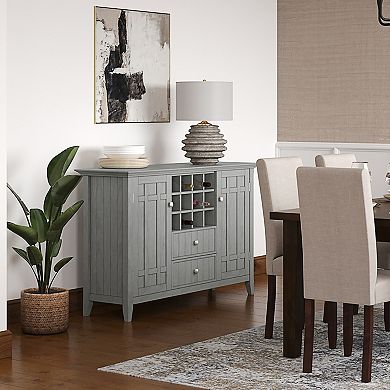 Simpli Home Bedford Sideboard Wine Rack Buffet Table