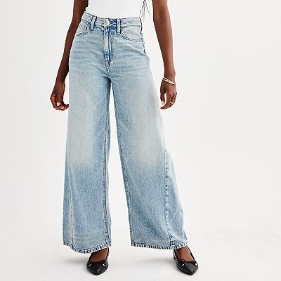 Juniors SO High Rise Ultra Wide Leg Jeans