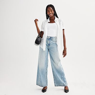 Juniors' SO® High Rise Ultra Wide Leg Jeans