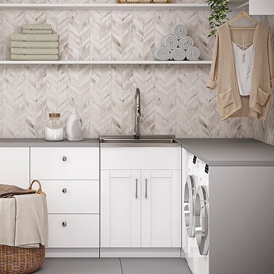 Simpli Home Modern Wide Shaker All-In-One 24-in. Laundry Utility Sink and Cabinet