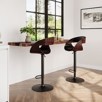 Simpli Home Archer Bentwood Adjustable Swivel Bar Stool