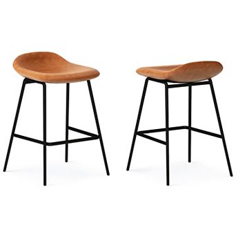 Simpli Home Dafney Faux Leather Counter Height Stool 2 pc Set