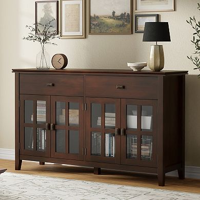 Simpli Home Artisan 4-Door Sideboard Buffet Table