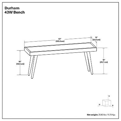 Simpli Home Durham Distressed Bench
