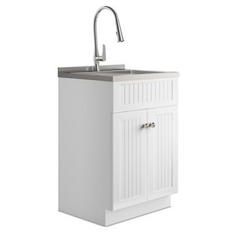 Simpli Home Beckham Stainless Steel Sink & Laundry Cabinet