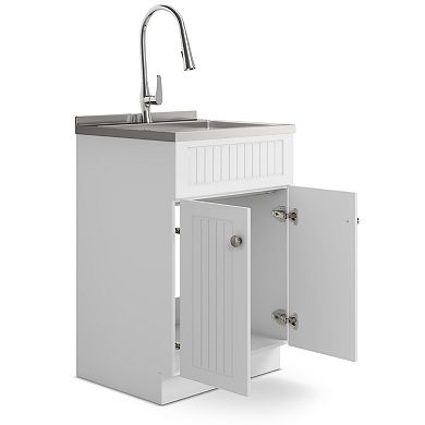Simpli Home Beckham Stainless Steel Sink & Laundry Cabinet
