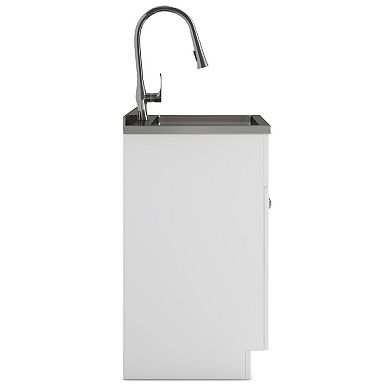 Simpli Home Beckham Stainless Steel Sink & Laundry Cabinet