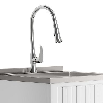 Simpli Home Beckham Stainless Steel Sink & Laundry Cabinet
