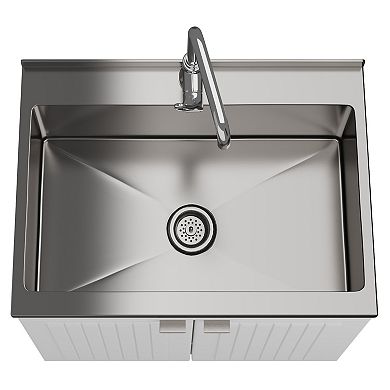 Simpli Home Murphy All-In-One 28-in. Laundry Utility Sink and Cabinet