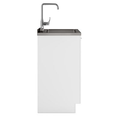 Simpli Home Murphy All-In-One 28-in. Laundry Utility Sink and Cabinet