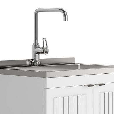 Simpli Home Murphy All-In-One 28-in. Laundry Utility Sink and Cabinet
