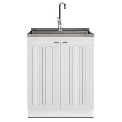 Simpli Home Murphy All-In-One 28-in. Laundry Utility Sink and Cabinet