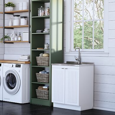Simpli Home Murphy All-In-One 28-in. Laundry Utility Sink and Cabinet