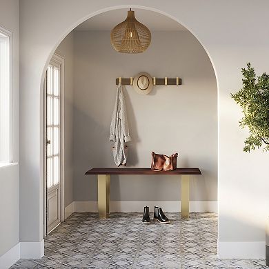 Simpli Home Lewis Cognac Bench