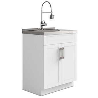 Simpli Home Hennessy Deluxe Stainless Steel Sink & Laundry Cabinet