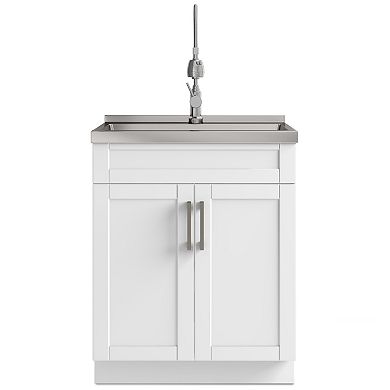 Simpli Home Hennessy Deluxe Stainless Steel Sink & Laundry Cabinet