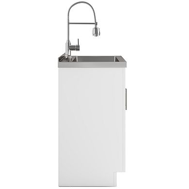 Simpli Home Hennessy Deluxe Stainless Steel Sink & Laundry Cabinet