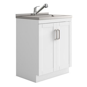Simpli Home Kyle All-In-One 28 in Laundry Utility Sink & Cabinet