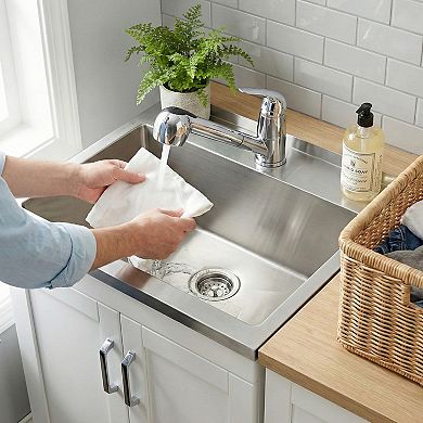 Simpli Home Kyle All-In-One 28-in. Laundry Utility Sink and Cabinet