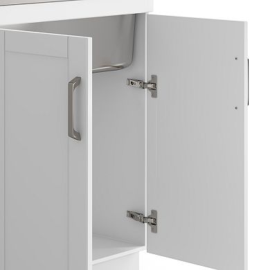 Simpli Home Kyle All-In-One 28-in. Laundry Utility Sink and Cabinet