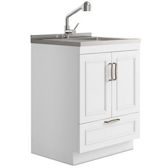 Simpli Home Cardinal Stainless Steel Sink & Laundry Cabinet