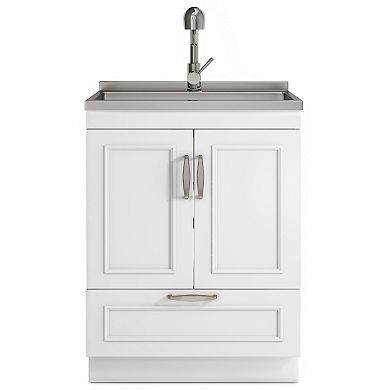 Simpli Home Cardinal Stainless Steel Sink & Laundry Cabinet