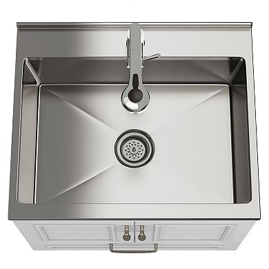 Simpli Home Cardinal Stainless Steel Sink & Laundry Cabinet