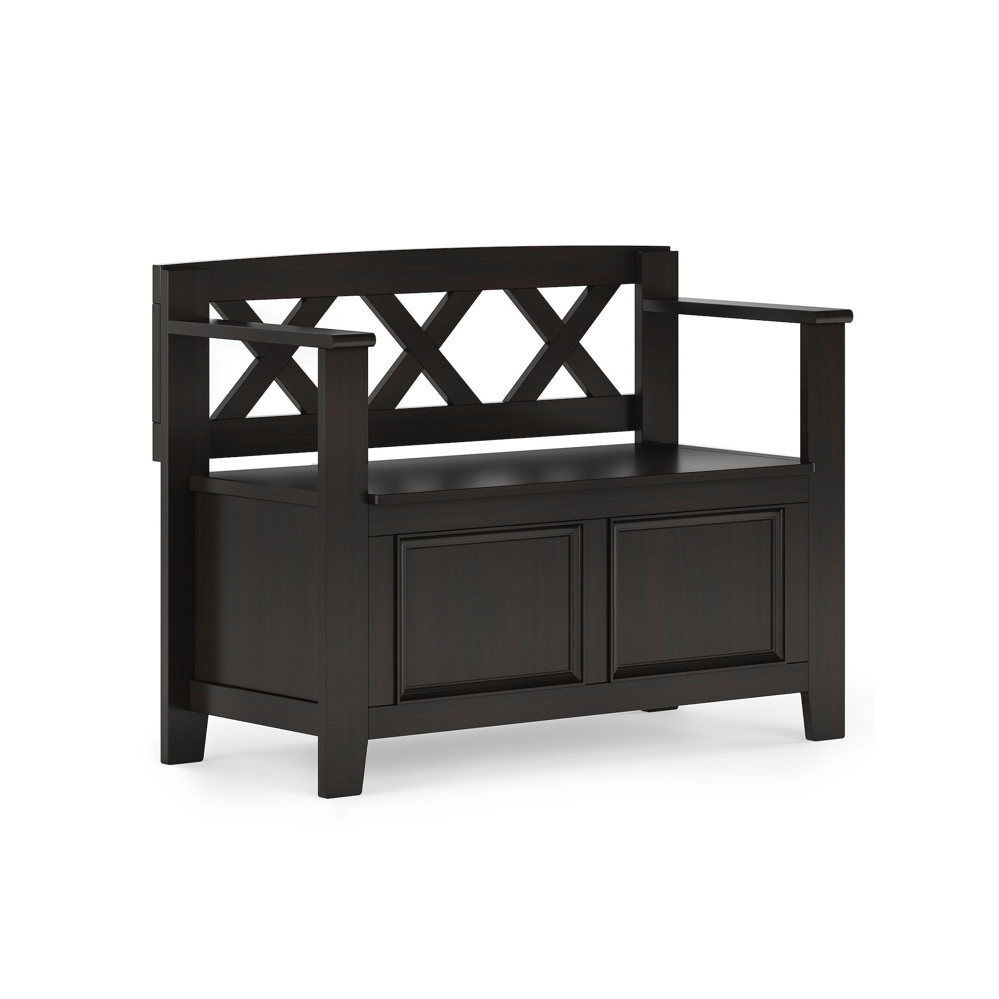 Simpli Home Amherst Small Entryway Storage Bench, Hickory Brown