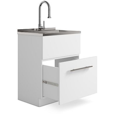 Simpli Home Metro Stainless Steel Sink & Laundry Cabinet