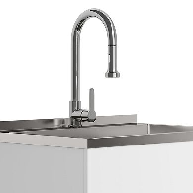 Simpli Home Metro Stainless Steel Sink & Laundry Cabinet