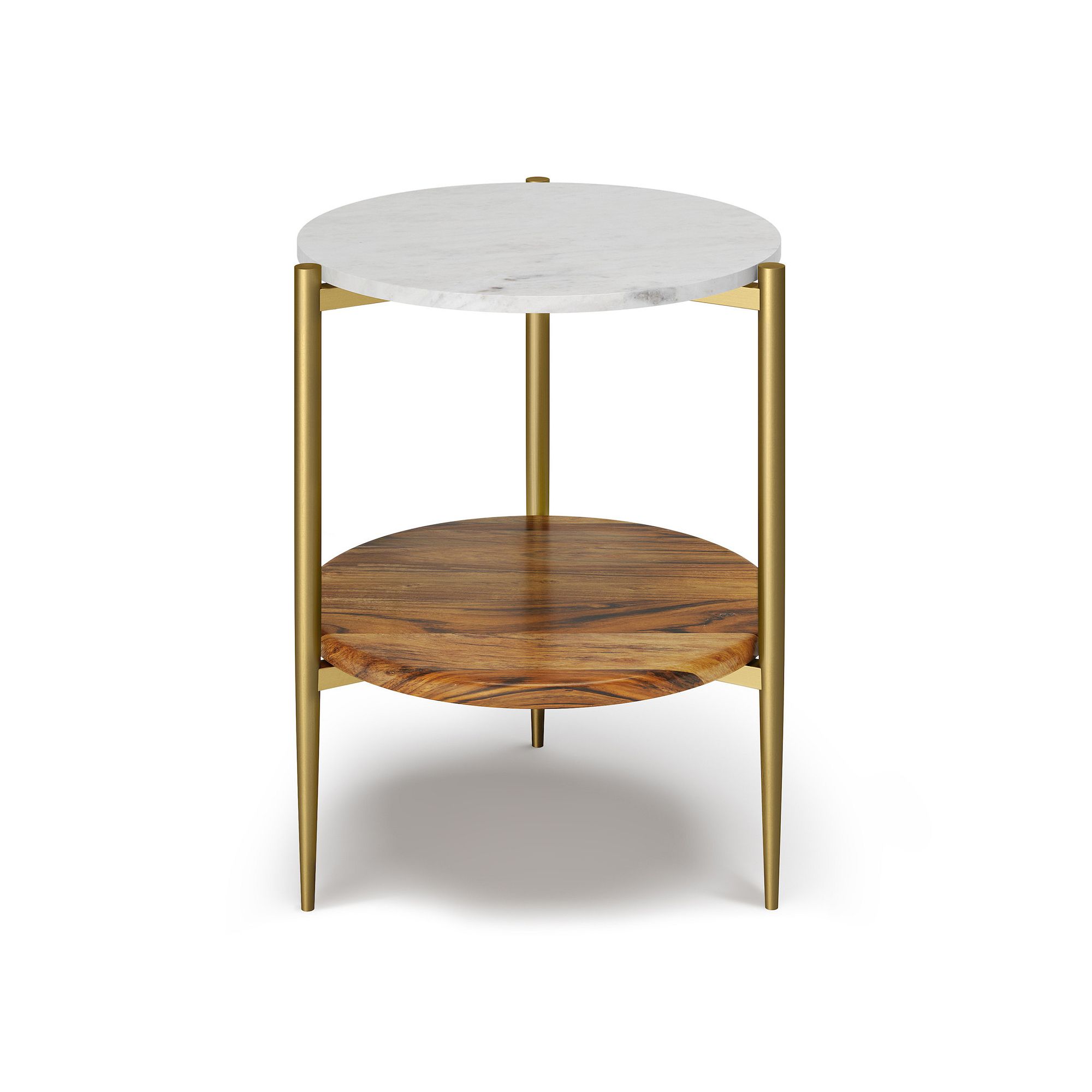 Simpli Home Wagner Marble Top End Table, White Natural