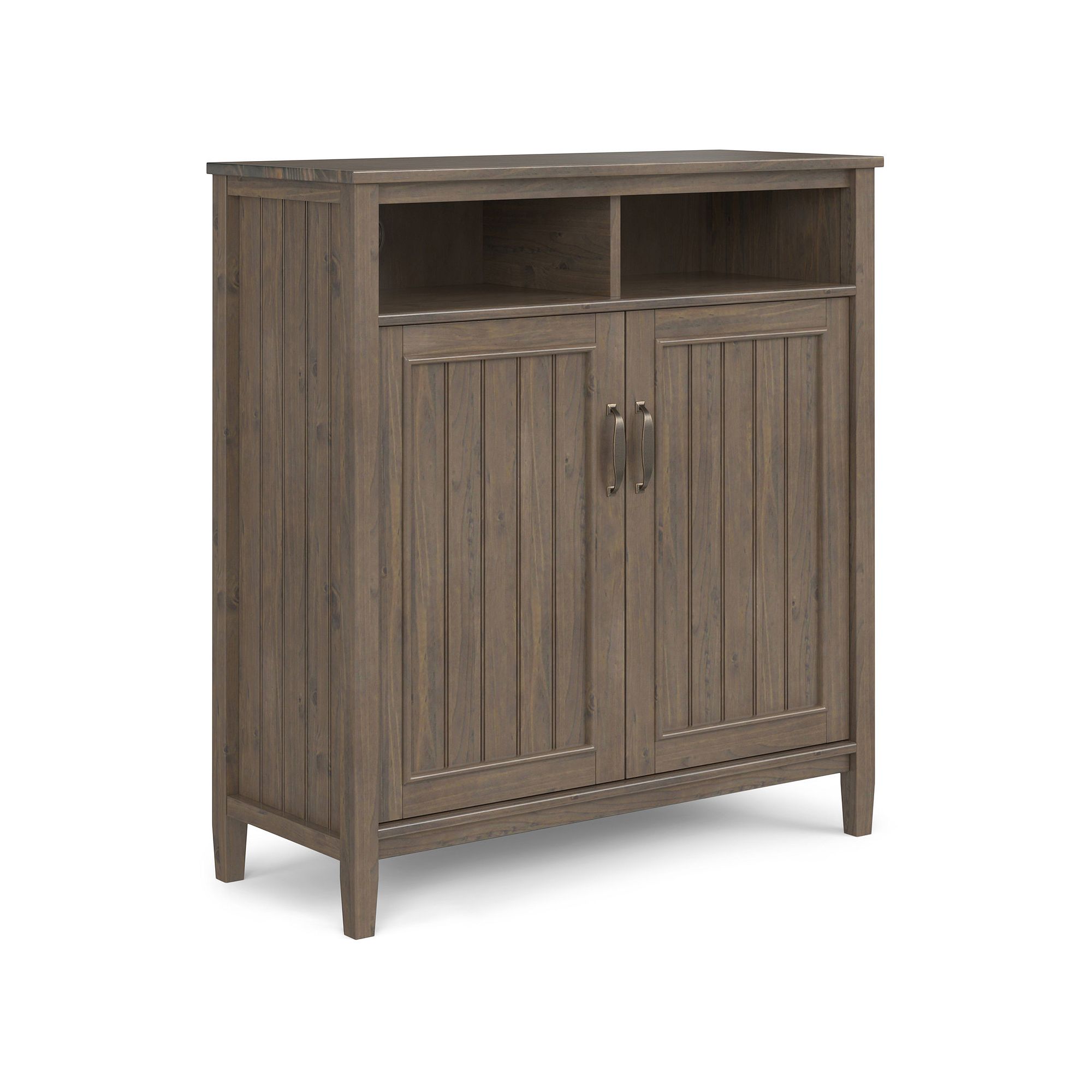 Simpli Home Lev Contemporary Storage Cabinet, Smoky Brown