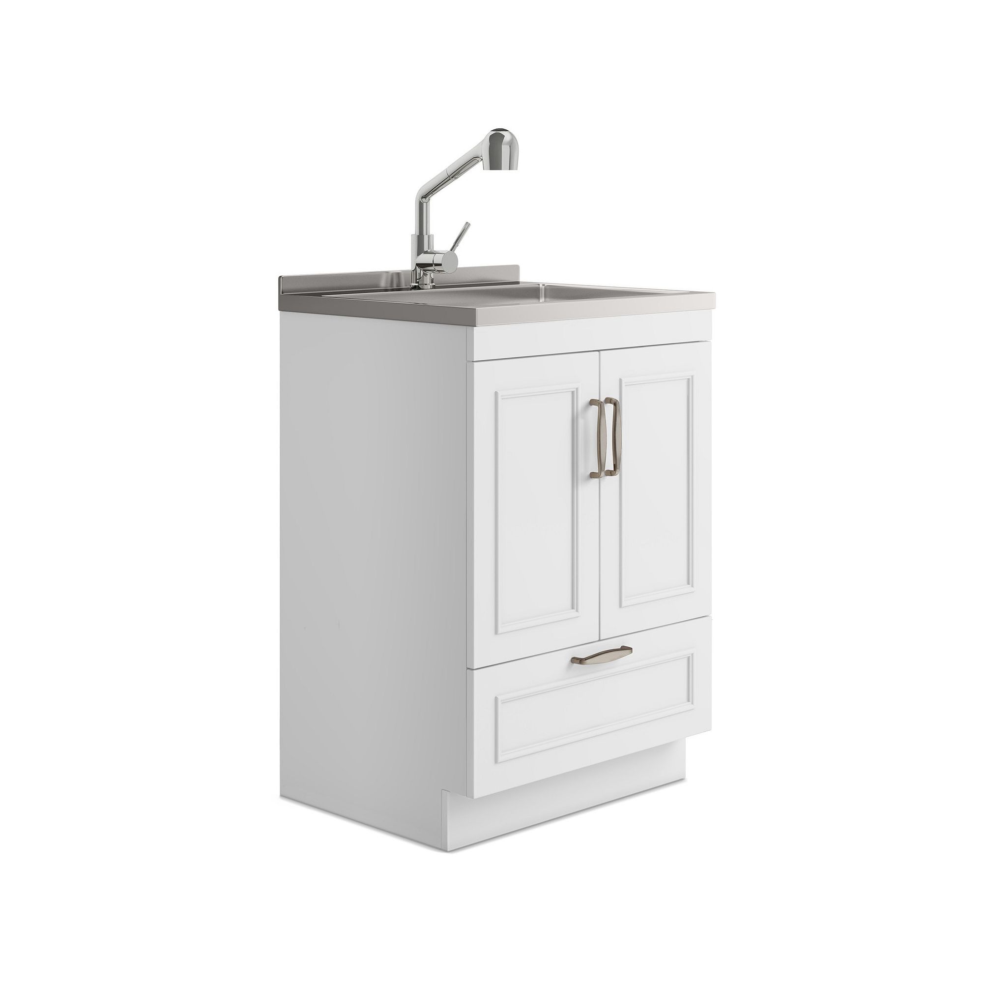 Simpli Home Cardinal 24-in. Laundry Cabinet with Faucet and Stainless Steel