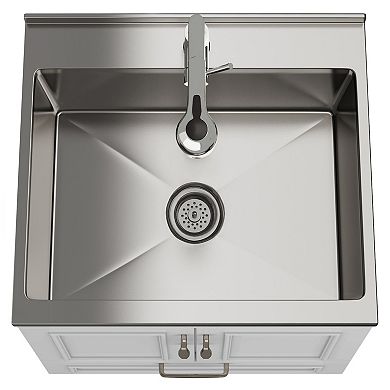 Simpli Home Cardinal 24-in. Laundry Cabinet with Faucet and Stainless Steel Sink