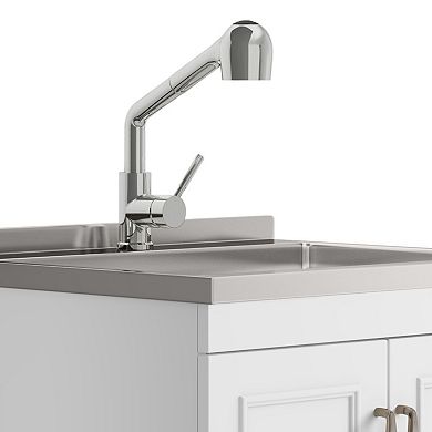Simpli Home Cardinal 24-in. Laundry Cabinet with Faucet and Stainless Steel Sink