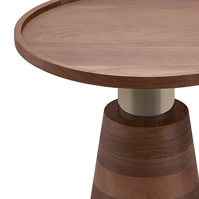 Simpli Home Kramer Solid Acacia Wood Side Table in Cognac
