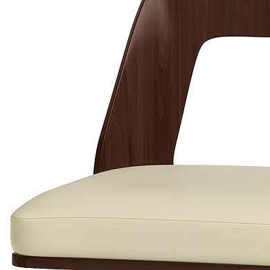 Simpli Home Ellison Bentwood Swivel Bar Stool in Cream Faux Leather Set of 2