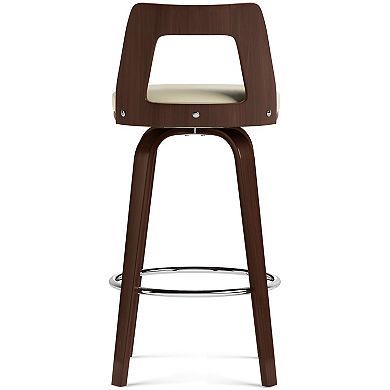 Simpli Home Ellison Bentwood Swivel Bar Stool in Cream Faux Leather Set of 2
