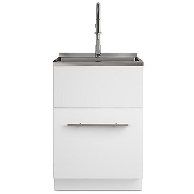 Simpli Home Metro 24-in. Laundry Cabinet with Faucet and Stainless Steel Sink