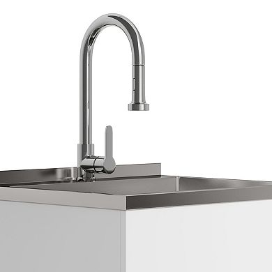 Simpli Home Metro 24-in. Laundry Cabinet with Faucet and Stainless Steel Sink
