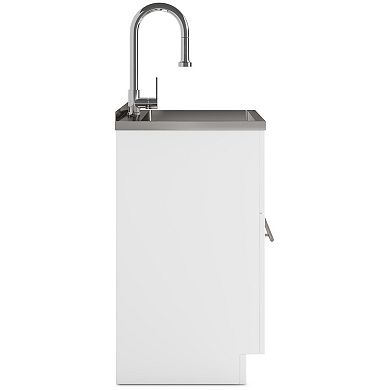 Simpli Home Metro 24-in. Laundry Cabinet with Faucet and Stainless Steel Sink