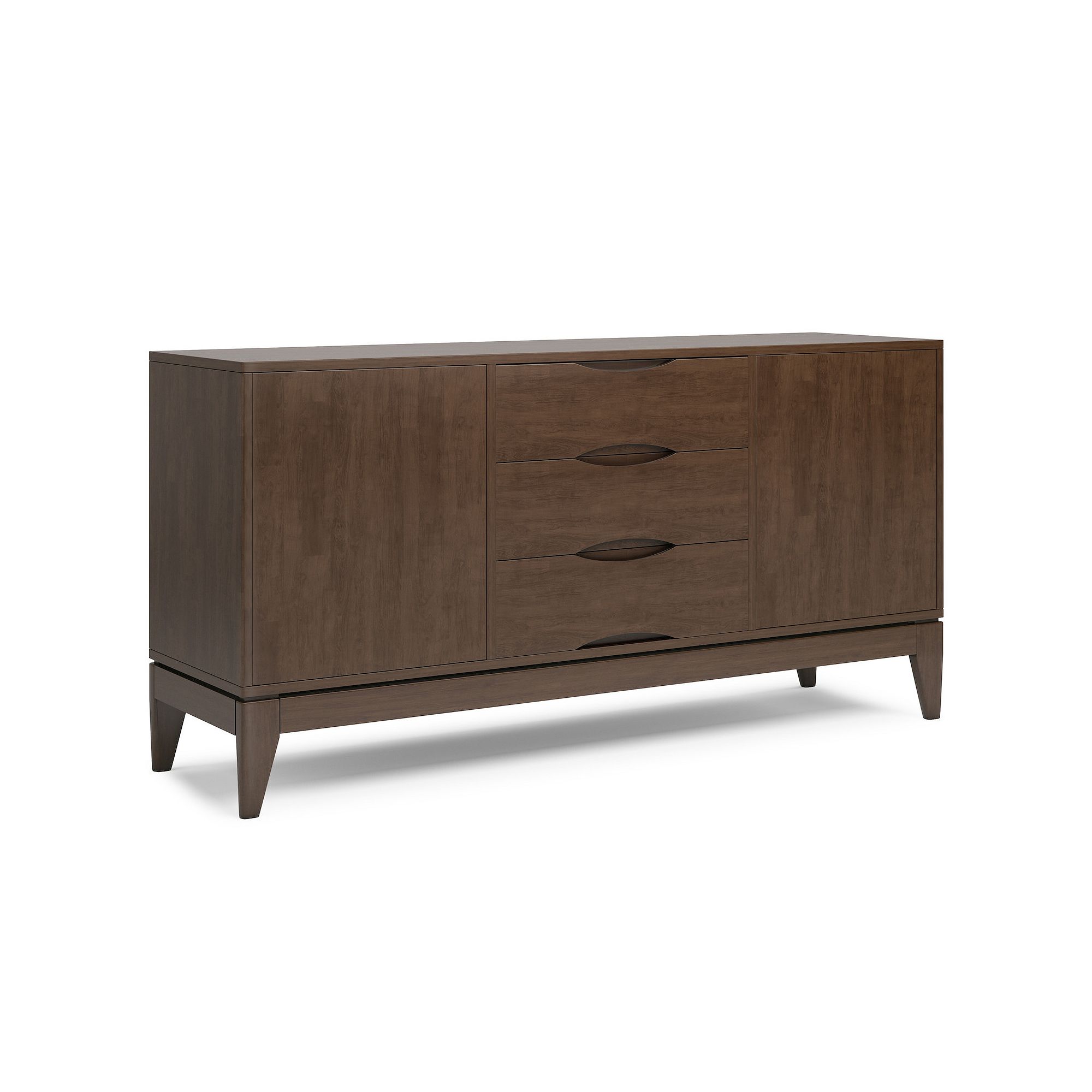 Simpli Home Harper Walnut Solid Hardwood Sideboard Buffet, Brown Brown