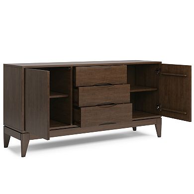Simpli Home Harper Walnut Solid Hardwood Sideboard Buffet