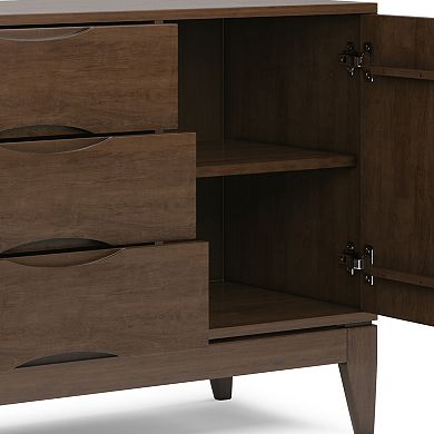 Simpli Home Harper Walnut Solid Hardwood Sideboard Buffet