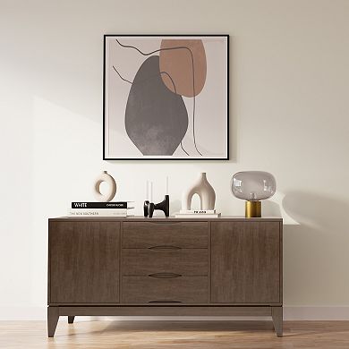 Simpli Home Harper Walnut Solid Hardwood Sideboard Buffet
