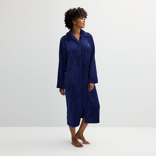 Women's Croft & Barrow® Plush Zip Front Long Robe - Austin River (SMALL)