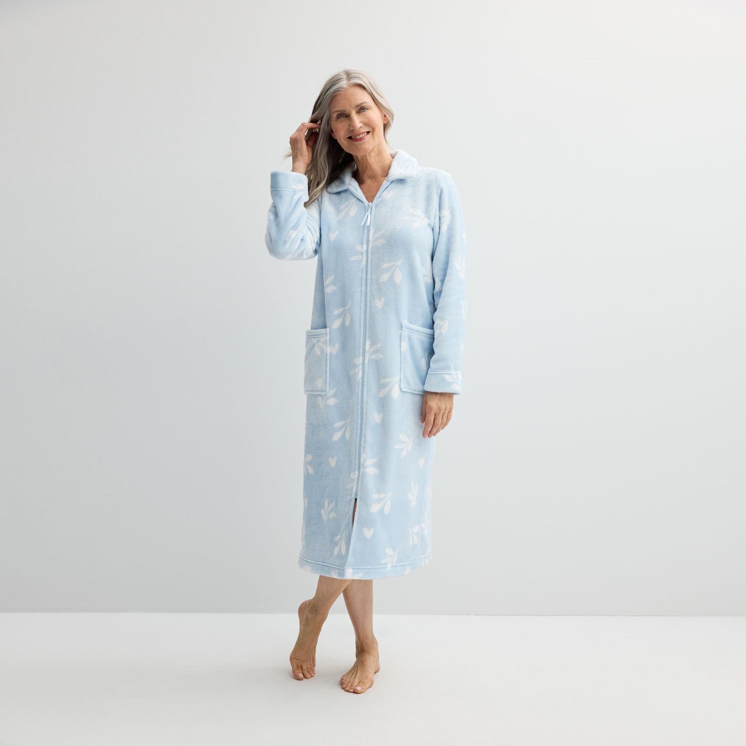Women's Croft & Barrow® Plush Zip Front Long Robe